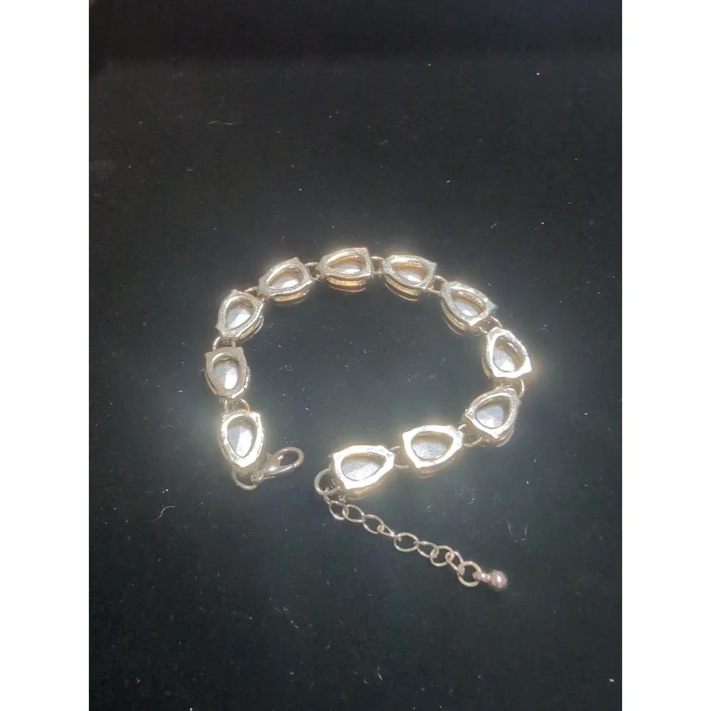 Faux Amethyst Bracelet Tear Drop Adjustable Closed Back